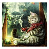 Full Diamond Painting kit - Smoking cat