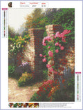 Full Diamond Painting kit - Flowers on brick wall