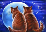 Full Diamond Painting kit - Two cats looking at the moon