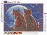 Full Diamond Painting kit - Two cats looking at the moon