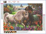 Full Diamond Painting kit - White and dark horses