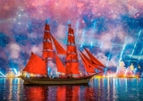 Full Diamond Painting kit - Sailing boat and beautiful fireworks