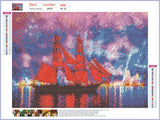 Full Diamond Painting kit - Sailing boat and beautiful fireworks