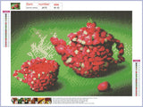 Full Diamond Painting kit - Tea and pot with strawberries