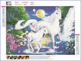 Full Diamond Painting kit - White horse mother and son