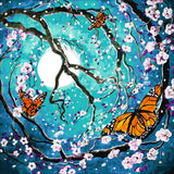 Full Diamond Painting kit - Butterfly and Peach Blossom