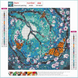 Full Diamond Painting kit - Butterfly and Peach Blossom