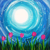 Full Diamond Painting kit - Tulips in the moonlight