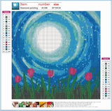 Full Diamond Painting kit - Tulips in the moonlight