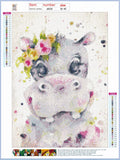 Full Diamond Painting kit - Watercolor cute hippo