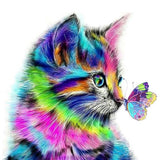 Full Diamond Painting kit - Cat and butterfly