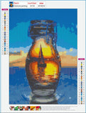 Full Diamond Painting kit - Glass bottle by the sea