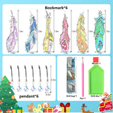 6 Pcs DIY Feather Diamond Painting Bookmark