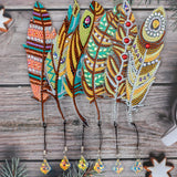 6 Pcs DIY Feather Diamond Painting Bookmark