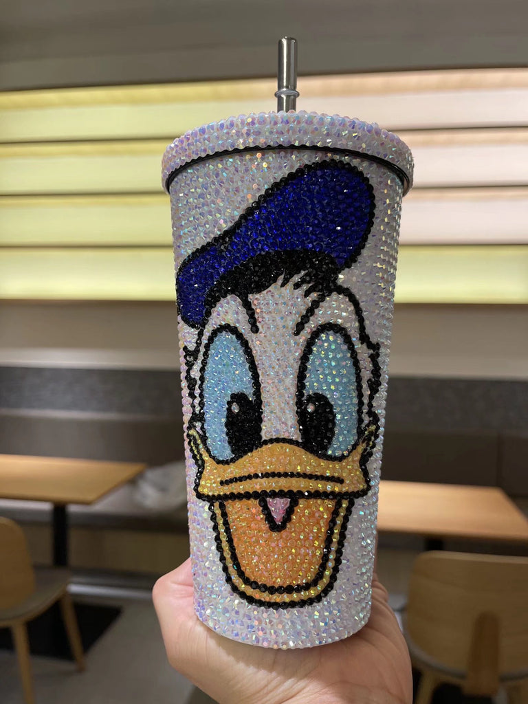 DIY Large capacity straw cup (with glue tools)- Donald Duck Couple –  Hibah-Diamond painting art studio