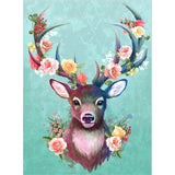 Full Diamond Painting kit - Flowers on deer antlers