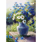 Full Diamond Painting kit - White daisies and blue daisies