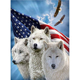 Full Diamond Painting kit - American flag wolves