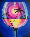 Full Diamond Painting kit - Sea view under the wine glass