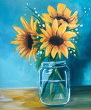 Full Diamond Painting kit - Sunflower on glass bottle
