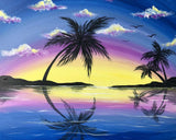 Full Diamond Painting kit - Reflection of coconut trees in the sea
