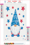Full Diamond Painting kit - Christmas gnome with American flag