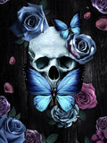 Full Diamond Painting kit - Roses and Butterflies on Skull