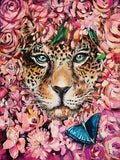 Full Diamond Painting kit - Tiger on the flowers