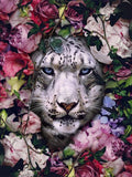 Full Diamond Painting kit - Tiger on the flowers