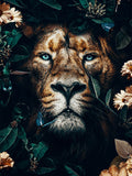 Full Diamond Painting kit - Lion on the flowers