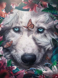 Full Diamond Painting kit - Dog on the flowers