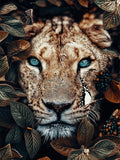 Full Diamond Painting kit - Leopard on the flowers