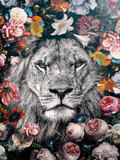 Full Diamond Painting kit - Lion on the flowers