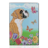 DIY Diamond Painting Notebook - Dog and butterfly (No lines)