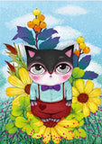 Full Diamond Painting kit - Cat on flower
