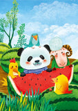 Full Diamond Painting kit - Animals eat watermelon in harmony