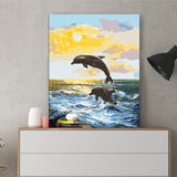 DIY Painting by number kit | Dolphin jumping