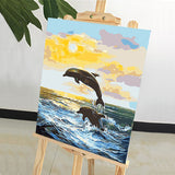 DIY Painting by number kit | Dolphin jumping