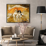 DIY Painting by number kit | Basset Hounds under the umbrella