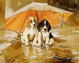 DIY Painting by number kit | Basset Hounds under the umbrella