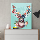 DIY Painting by number kit | Deer antlers wearing flowers