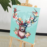 DIY Painting by number kit | Deer antlers wearing flowers
