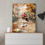 DIY Painting by number kit | Couple walking with pet dog on the path