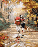 DIY Painting by number kit | Couple walking with pet dog on the path