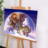 DIY Painting by number kit | Tiger, zebra, rhino, elephant, dolphin and white bear