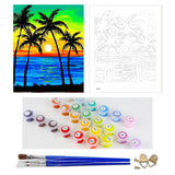 DIY Painting by number kit | Coconut trees in the sunset