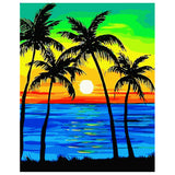 DIY Painting by number kit | Coconut trees in the sunset
