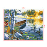 DIY Painting by number kit | Ducks and boat on the lake