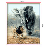 DIY Painting by number kit | Elephant and lion
