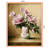 DIY Painting by number kit | Pink flowers on vase